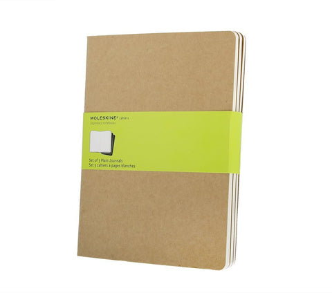 Moleskine Plain Cahier Journals - Set of 3 - Cardboard Cover