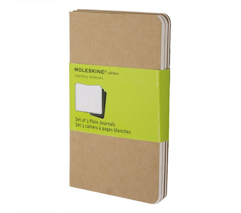 Moleskine Plain Cahier Journals - Set of 3 - Cardboard Cover